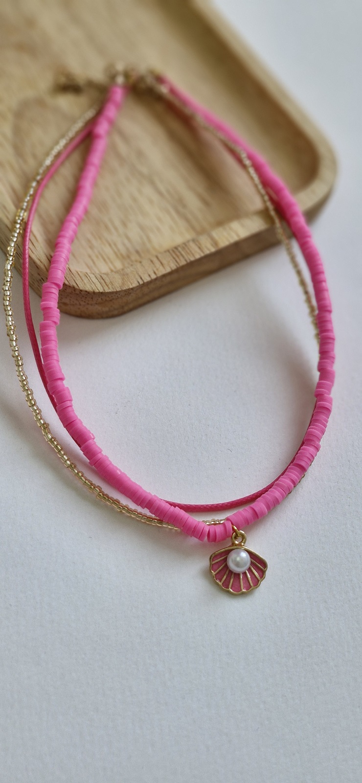 گرنبند فیمو صدف صورتی